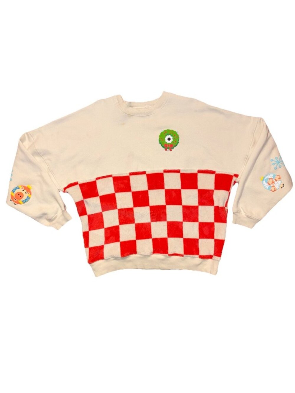 Disney Adult Spirit Jersey Sweatshirt Pixar Holiday Collection Checkered SZ L